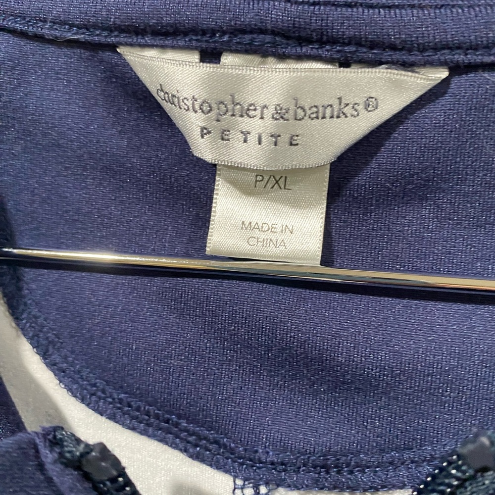 Christopher & Banks Navy Blue & White Athleisure Jacket Size Petite XL - Picture 5 of 5